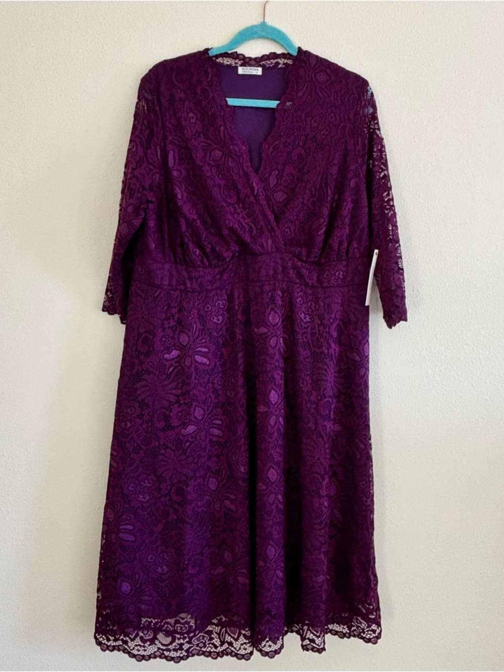 Kiyonna Deep Plum Lace Midi Dress